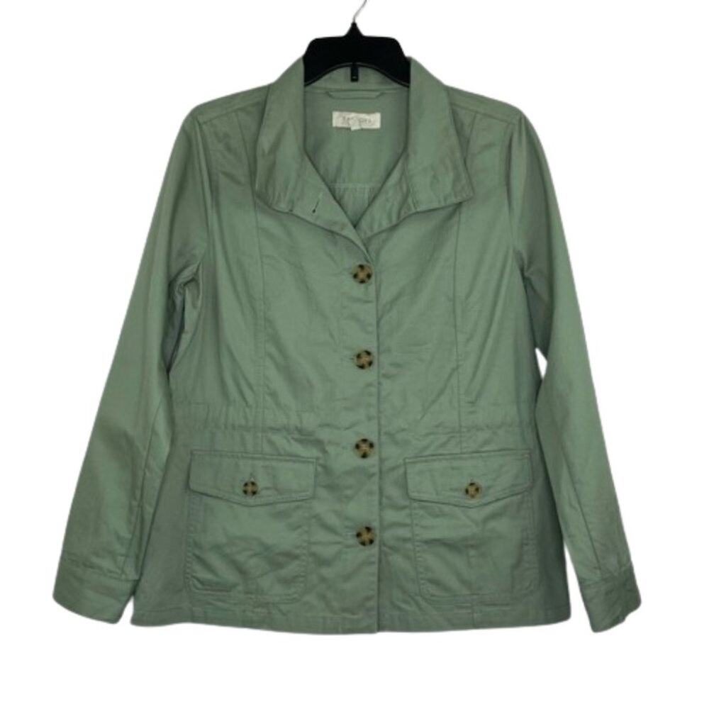 Talbots Light Green Button Down Utility Jacket Wo… - image 1